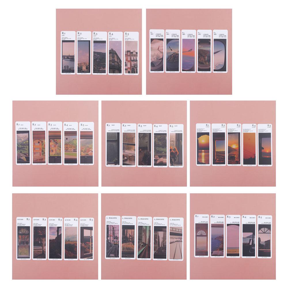 Bộ 5 Thẻ Ghi Chú Đánh Dấu Trang Sách Hình Phong Cảnh Cho Học Sinh