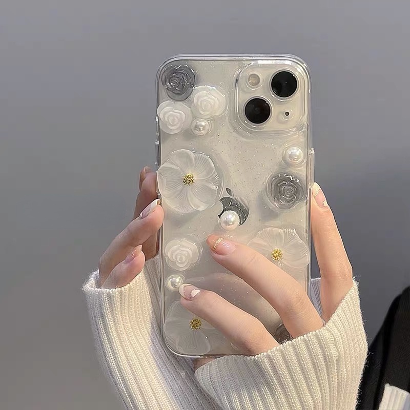 Ốp Điện Thoại Trong Suốt Họa Tiết Hoa Xinh Xắn Cho Iphone 13promax 12 11 xr