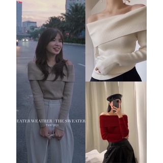 (Ảnh thật) Áo len trễ vai ngang bản to loại 1 the.sweaterweather
