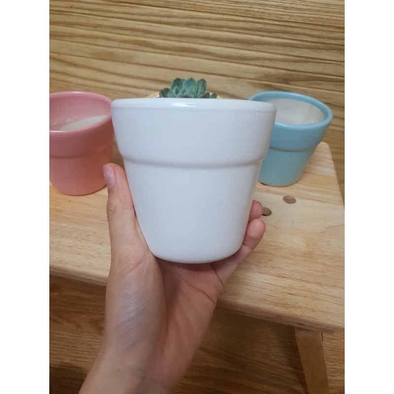 Chậu sứ Vành miệng cao 8cm trồng cây Để Bàn, Cây Nội Thất, Sen Đá, Xương rồng, Cây Bon