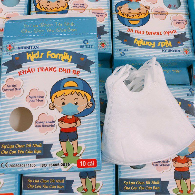 combo 5 hộp khẩu trang 3d trẻ em khánh an hộp 10 cái