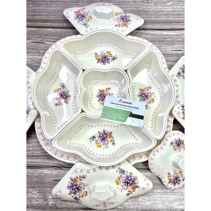 SALE NGHỈ TẾT Khay hộp đựng mứt tết bánh kẹo hoa quả sấy khô đẹp nhựa phíp hình tròn mẫu mã đa dạng nhiều kiểu mới