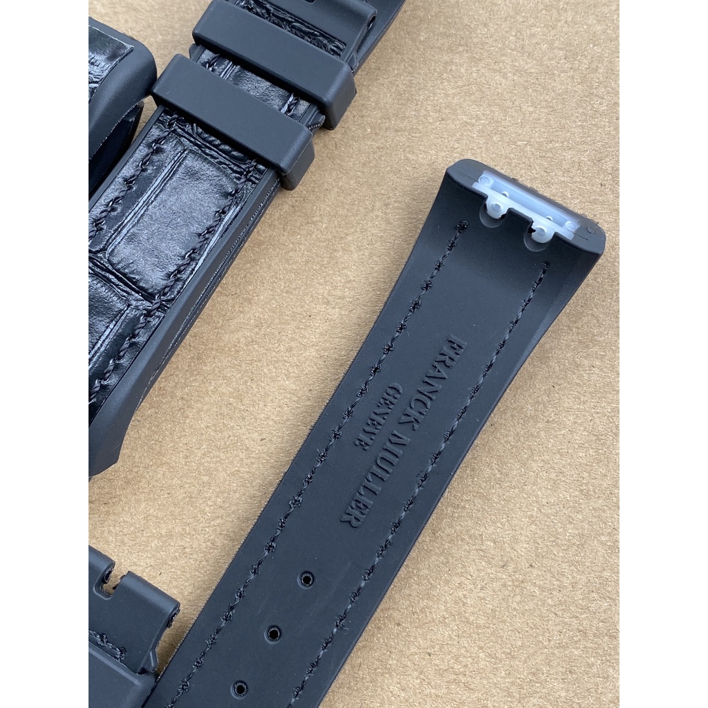 Dây da cao su màu đen dành cho đồng hồ franck muller v32 QZ cho nữ