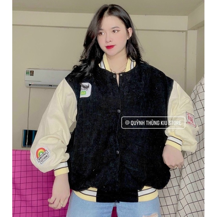 Áo khoác bomber nhung tăm cầu vồng - KÈM HÌNH- TA ALOHASHOP91