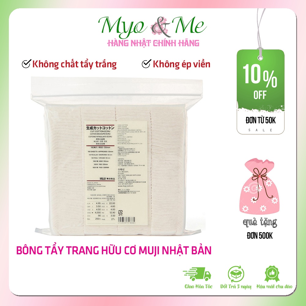 Bông tẩy trang hữu cơ Muji Nhật Bản