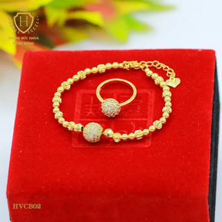 [COMBO HOT] Lắc Tay Vòng Tay, Nhẫn Nữ Titan Xi Mạ Vàng Đẳng Cấp - Trang Sức Hava Hong Kong - HVCB02