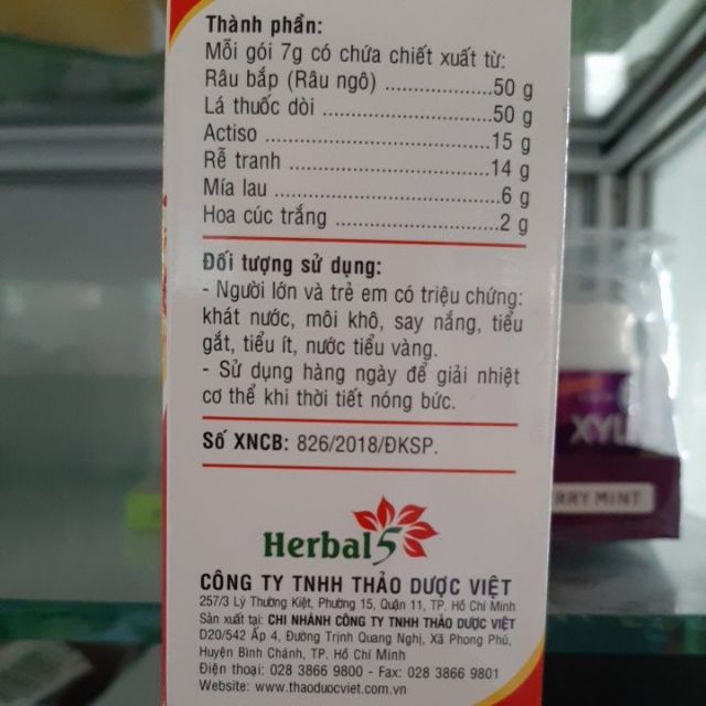 Bột nước mát hebarcool ( herba cool / herbacol) hộp 10 gói