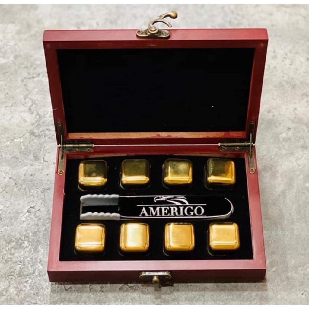 Đá giữ lạnh inox Amerigo Deluxe không tan màu Đồng/Bạc