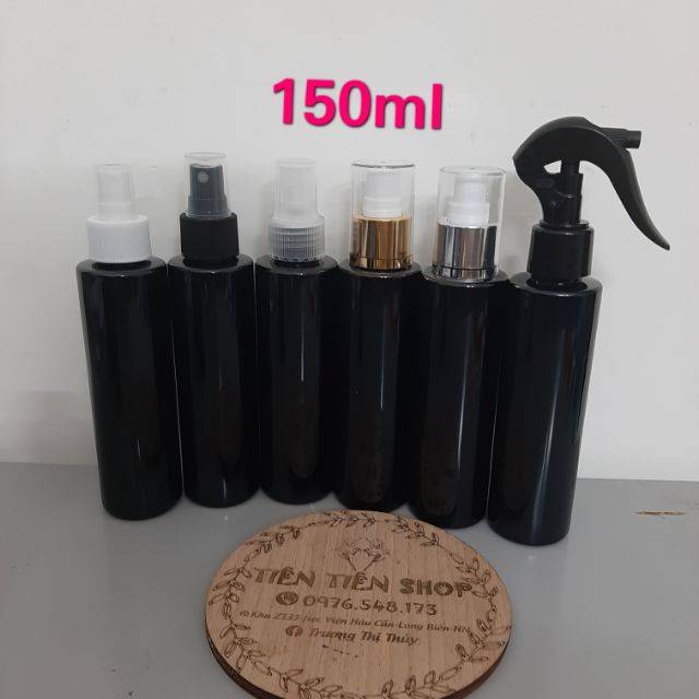 Chai nhựa đen 150ml vai vuông xịt phun sương