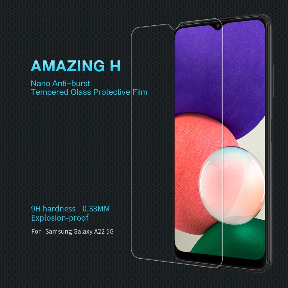 Kính cường lực Nillkin H cho Samsung Galaxy A22 5G trong suốt chống lóa 0.33mm bảo vệ màn hình chống cháy nổ