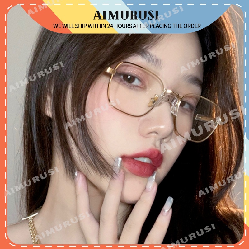 Kính Mát Gọng Vuông Kim Loại Chống Bức Xạ Phong Cách Retro Thời Trang Unisex
