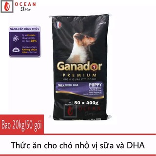 (1 Bao Ganador Puppy vị sữa và DHA) Thức ăn cho chó nhỏ dưới 12 tháng - 1 bao 20kg x 50 gói