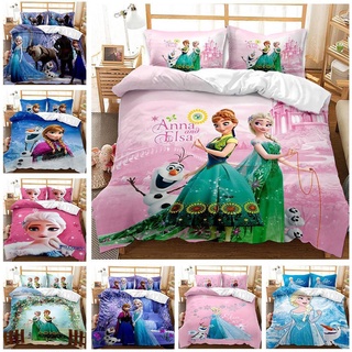 Mới Bộ Chăn Ga Và Vỏ Gối Mềm Mại Thoáng Khí In Hình Elsa