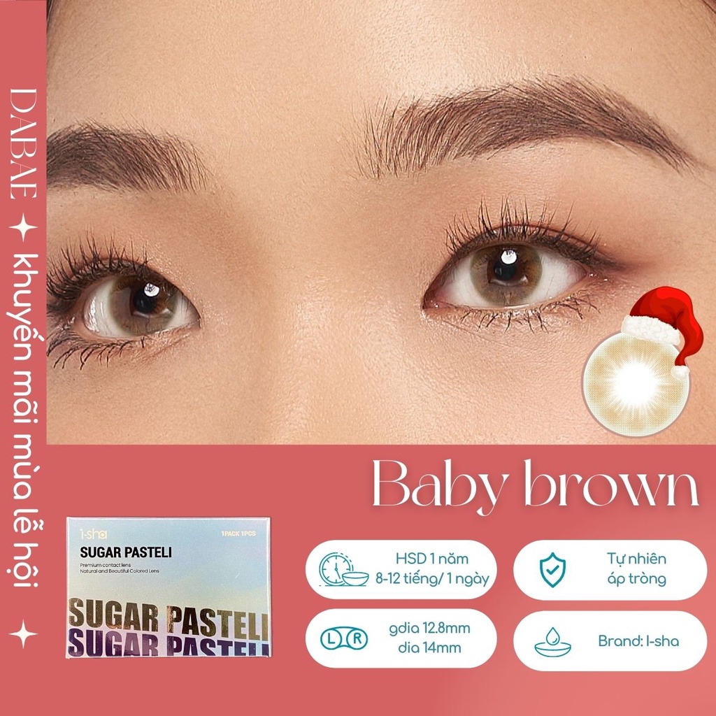 lens mắt tự nhiên cận kính áp tròng Hàn Quốc BABY BROWN DABAE