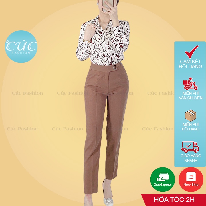 Quần baggy nữ Cúc Fashion quần begy dáng cạp cao vải tây dài đẹp thời trang âu công sở cao cấp móc ore đen đi học Q2