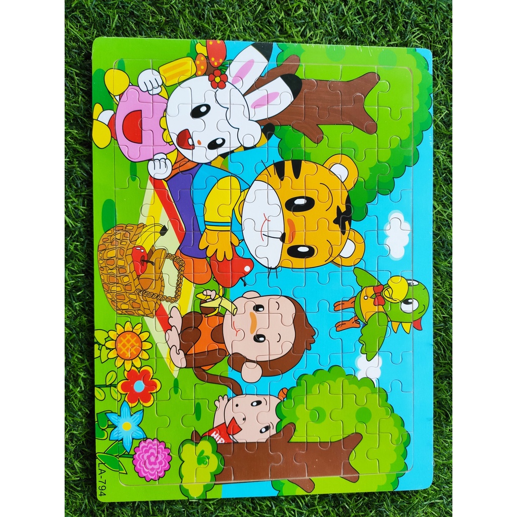 Tranh ghép gỗ 80 mảnh- đồ chơi ghép hình  cho bé có in mặt dưới - loại to, dày, nét in tràn viền