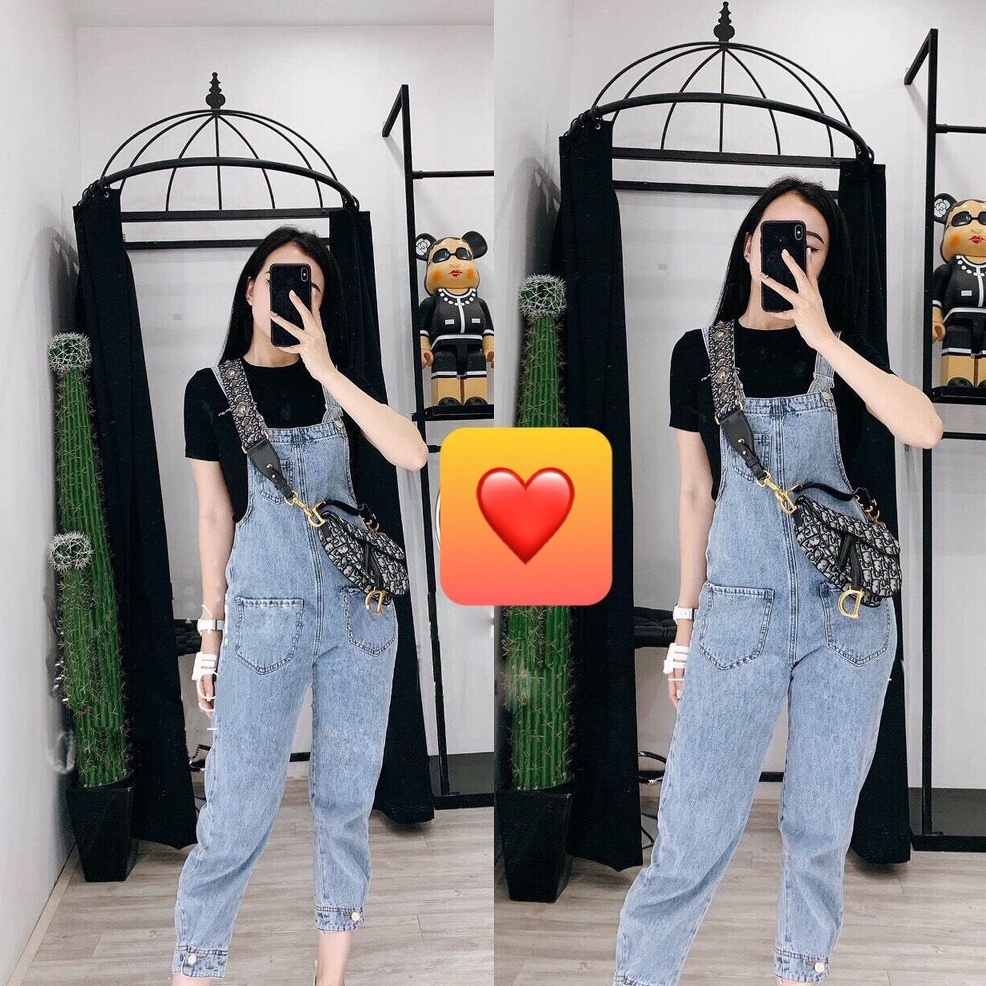 Yếm jean dài cúc chân nữ - yếm bò ulzzang phong cách hàn quốc cao cấp Lady-Hn Store88 h2