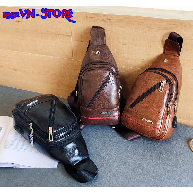 túi đeo chéo nam 🎁 FREESHIP 🎁 Túi Đeo Chéo Da Nam - Nữ Thời Trang Phong Cách Hàn Quốc Có Cổng Sạc Điện Thoại - M17 | BigBuy360 - bigbuy360.vn