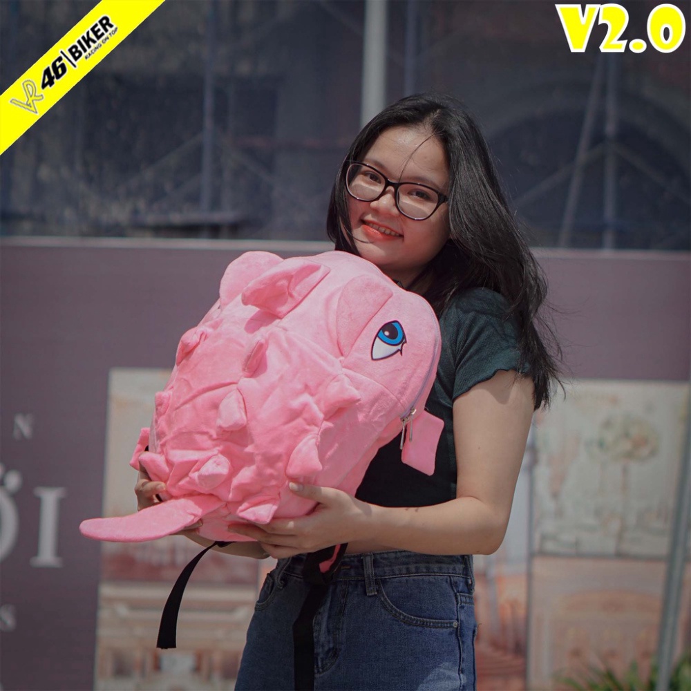 Balo Khủng Long Màu Hồng Vải Nhung Siêu Mịn - FREESHIP