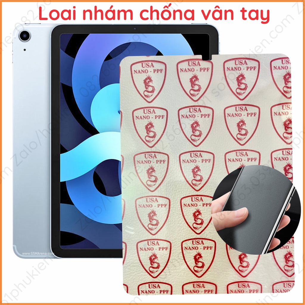 Dán cường lực ipad Air 4  2020 / Air 5  2022 (10.9 inch) nano trong suốt, nhám chống vân tay, bảo vệ mắt,chống nhìn trộm