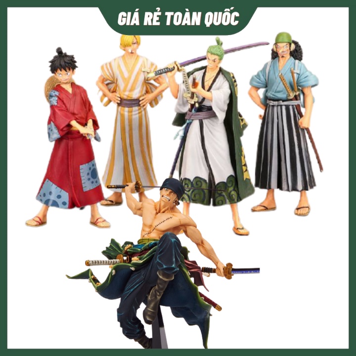 Mô Hình Nhân Vật One Piece Zoro Luffy Usopp Sanji Mặc Kimono  Ở Wano Quốc Cao 17 Cm