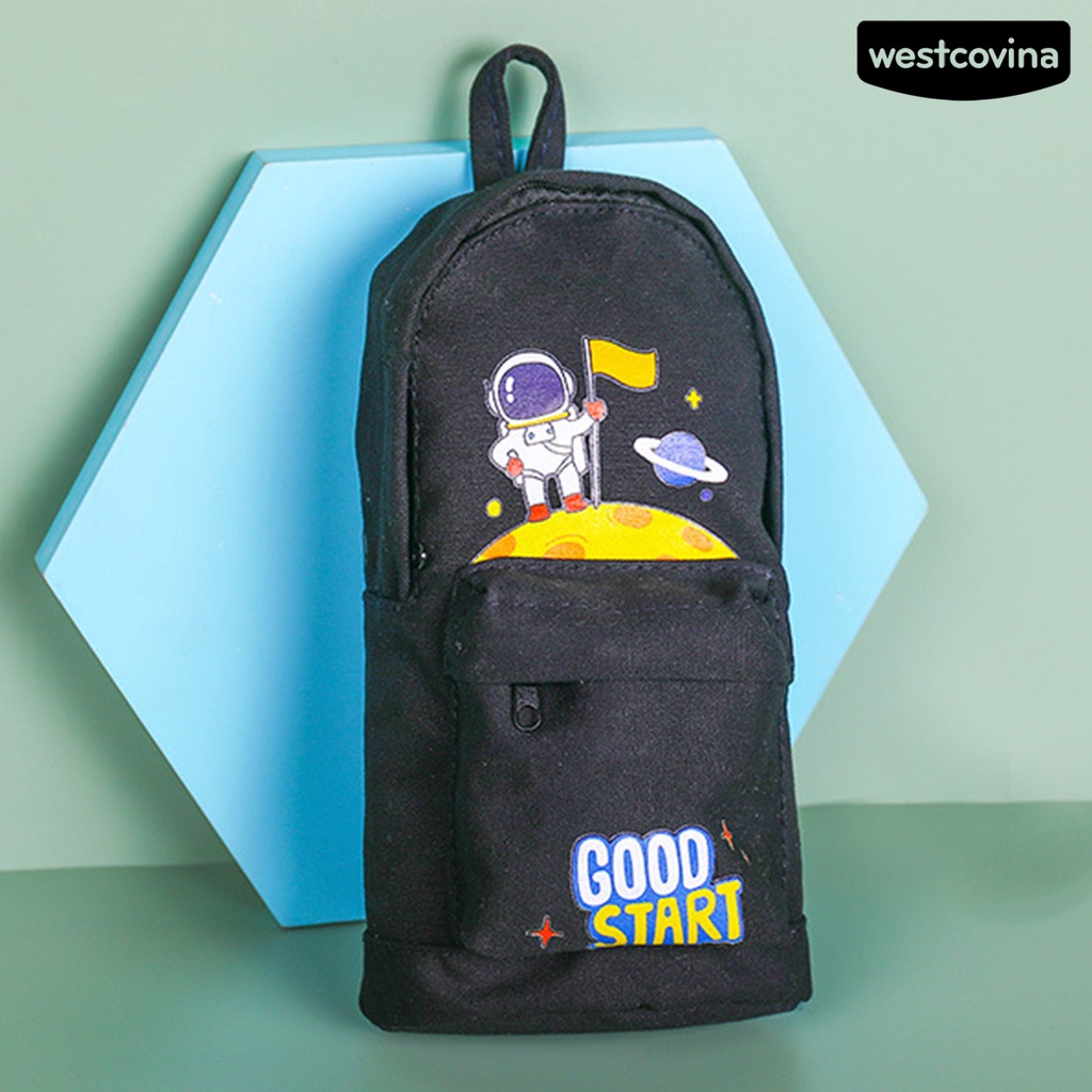 Túi Đựng Bút Bằng Vải Canvas In Họa Tiết Hoạt Hình / Phi Hành Gia / Khủng Long / Tên Lửa Độc Đáo