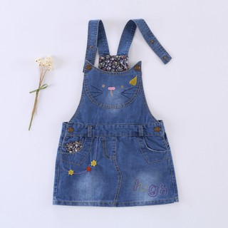 Váy yếm Jean mèo bé gái 2-6y