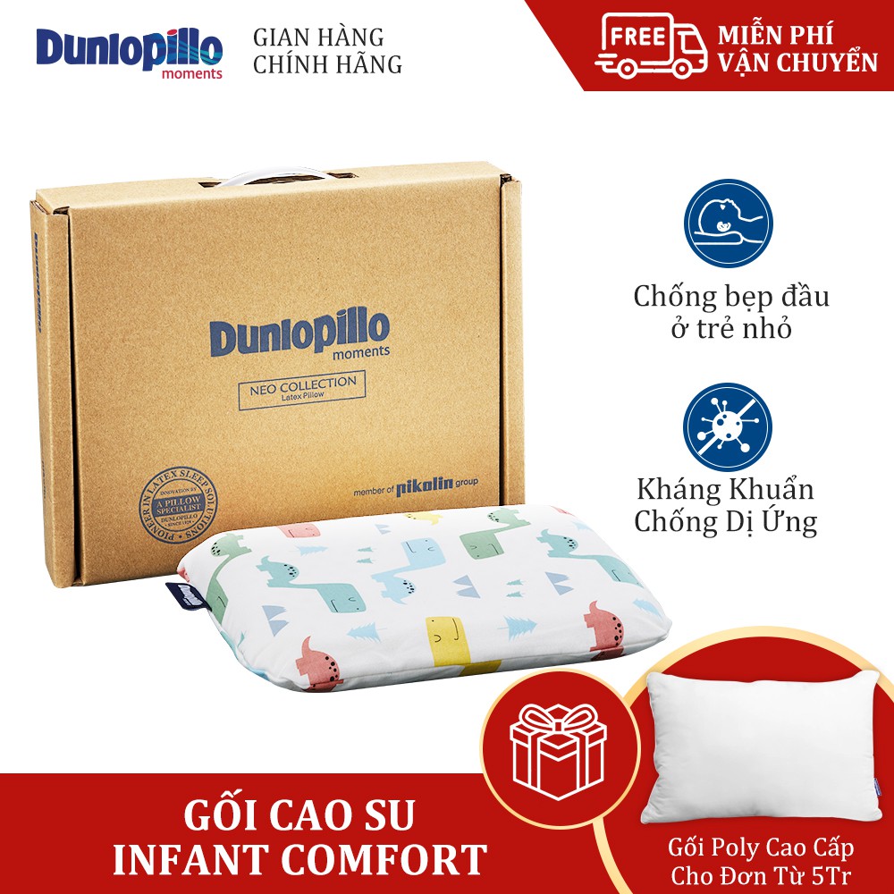 Gối cao su cao cấp Dunlopillo Infant Comfort cho bé - Kháng khuẩn, chống bẹp/móp đầu - Nhập khẩu từ Hà Lan