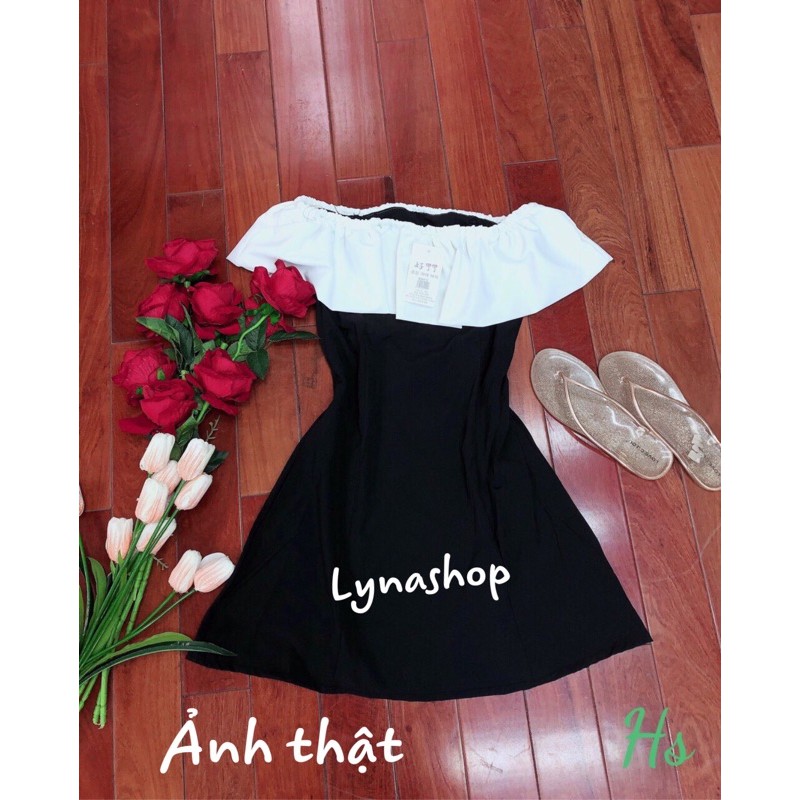 Đầm tiểu thư ,váy nữ🍉 váy ulzzang, Đầm Nữ Trễ Vai Phối Màu đen trắng, Đầm váy Ringela dress  mặc được 2 kiểuu | BigBuy360 - bigbuy360.vn