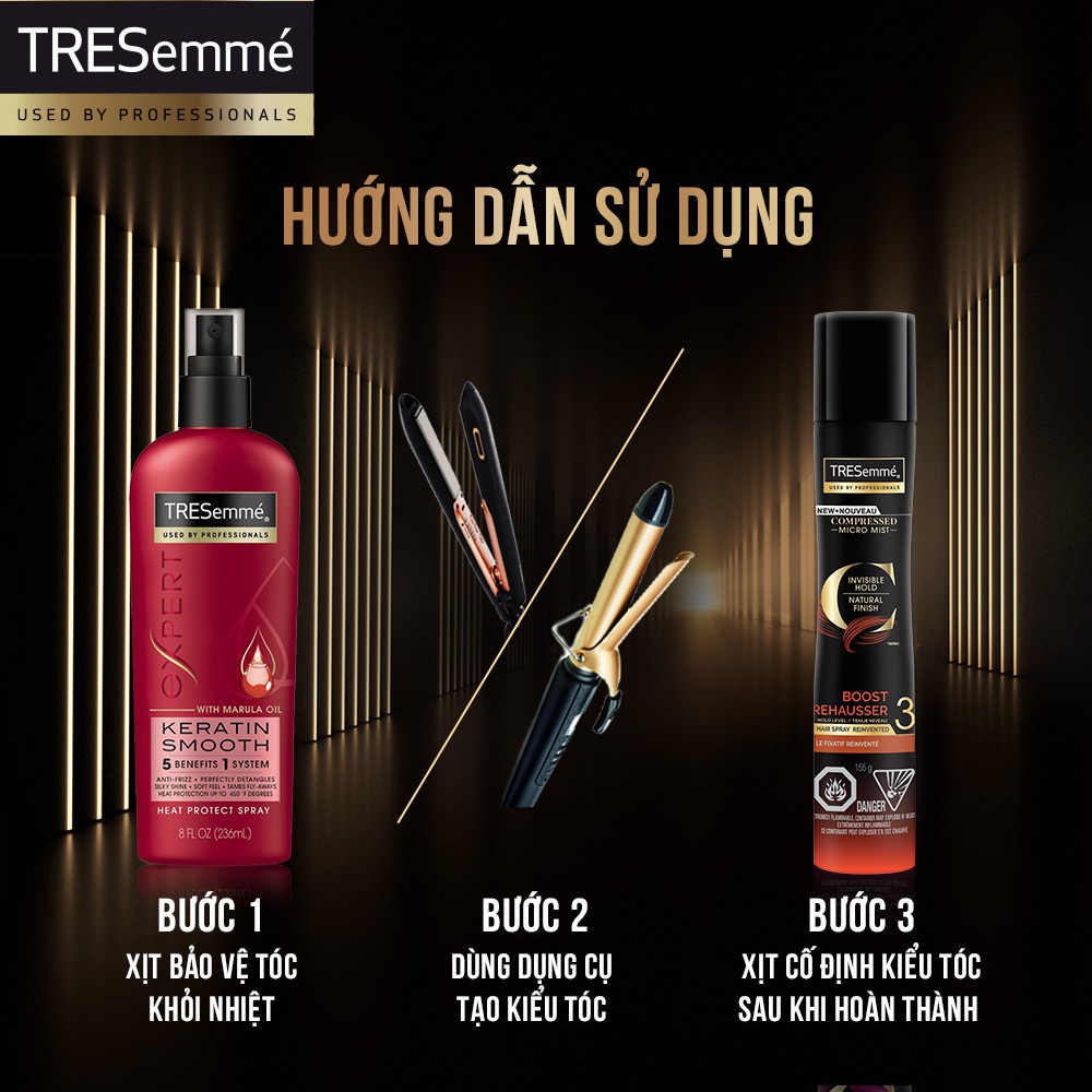Combo Dầu dội đầu 640g + Dầu xả 340g + Xịt Tạo Kiểu Tóc Giữ Độ Phồng TRESemmé Compressed Micro Mist 155g | BigBuy360 - bigbuy360.vn