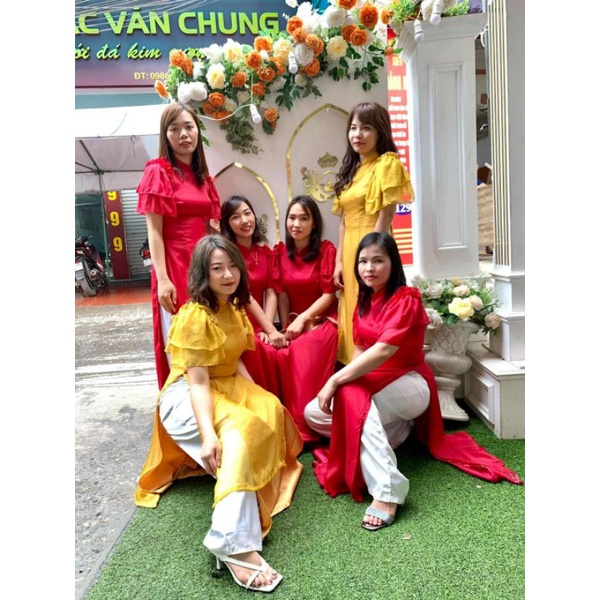 Áo Dài Tay Cánh Tiên - Long Mỹ Siêu Rẻ - Chất tơ óng mềm mại 4 tà cách điệu