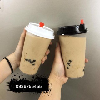25 Ly Nhựa Dày Đựng Trà Sữa Nắp Tim 500ml / 700ml