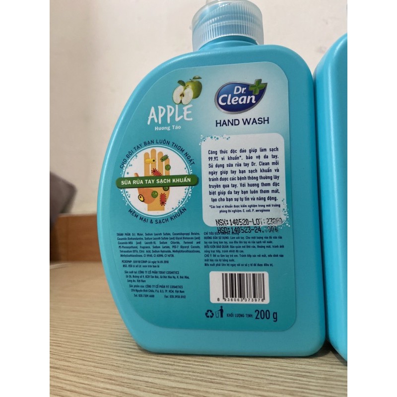 Nước rửa tay/sữa rửa tay Dr.clean 200g