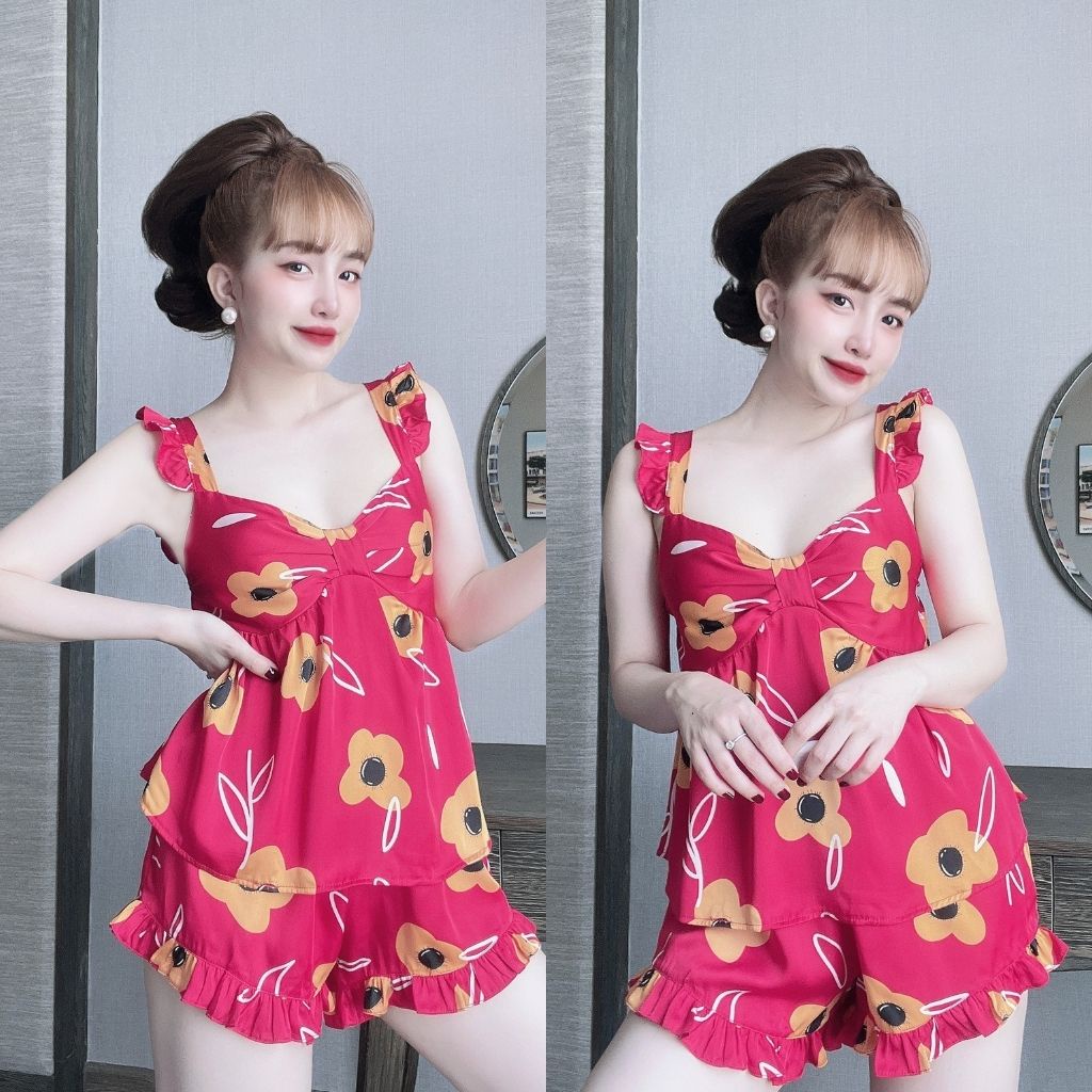 Đồ Ngủ Nữ, Đồ Ngủ Sexy lụa Latin cao cấp mềm mại xinh xắn &lt; 63KG
