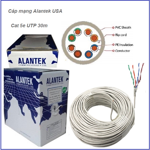 Cáp mạng cat5e utp 30m, cáp mạng alantek, shopcongnghe_2021