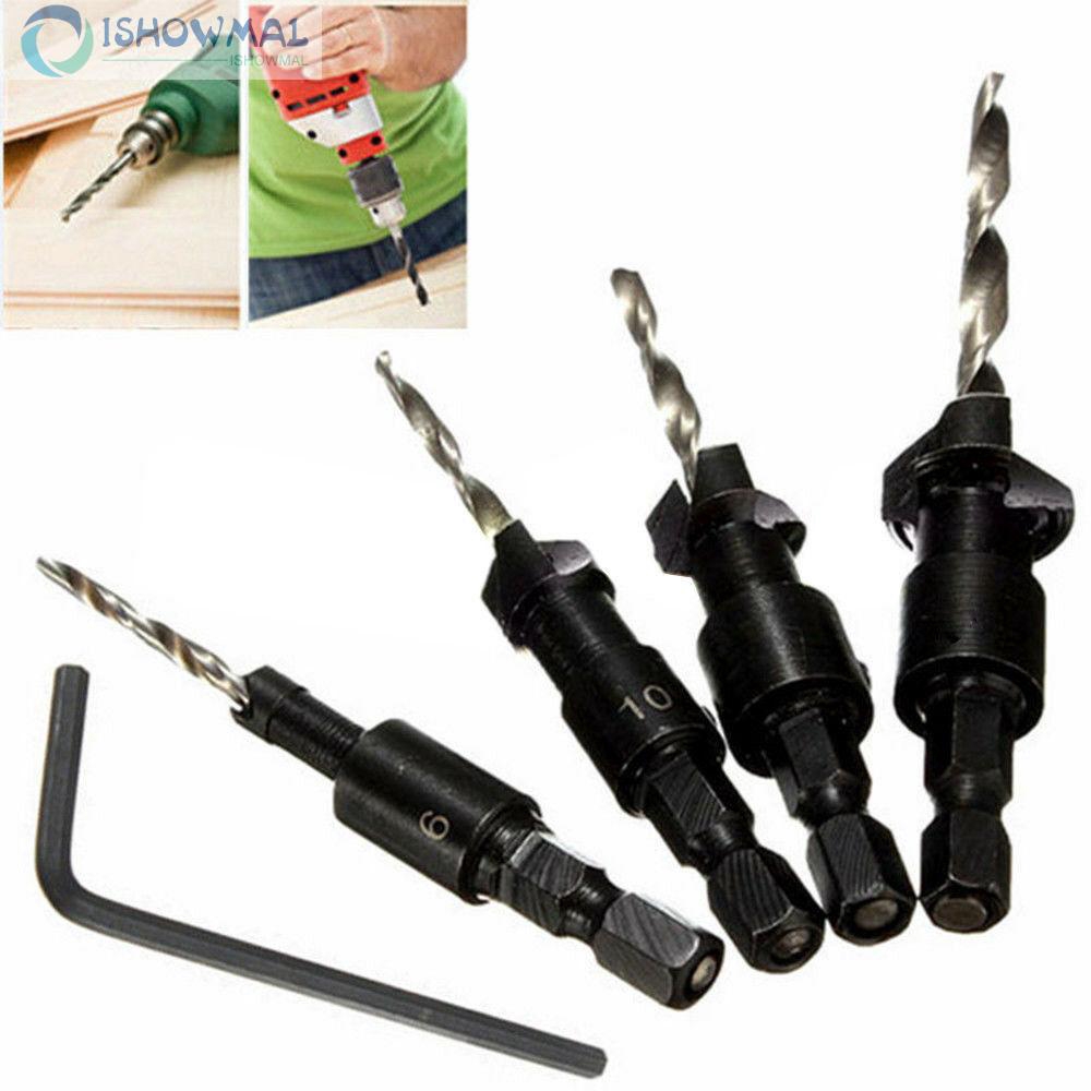 Countersink Drill Bit Tools 4pcs Supplies Quick Change Screw Plastic board Workshop High-speed steel 6/10/13/16