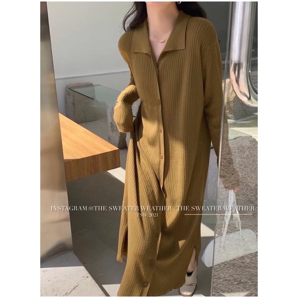 [Mã 2611THTRANG100K hoàn 10% xu đơn 99K] (Ảnh thật) Váy maxi len đũa cổ bẻ loại 1 the.sweaterweather TSW | BigBuy360 - bigbuy360.vn