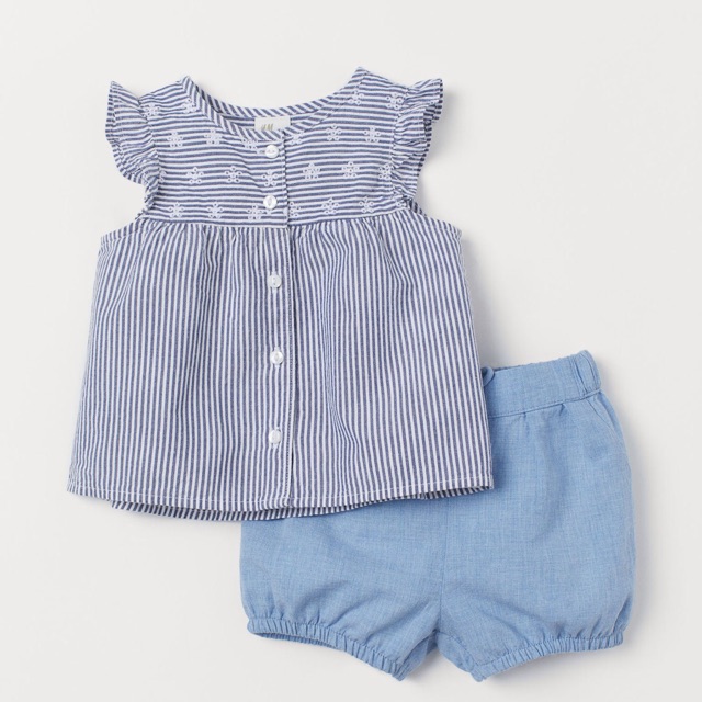 Set xanh kẻ H&m new au