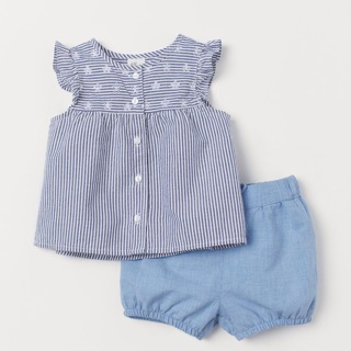 Set xanh kẻ H&m new au
