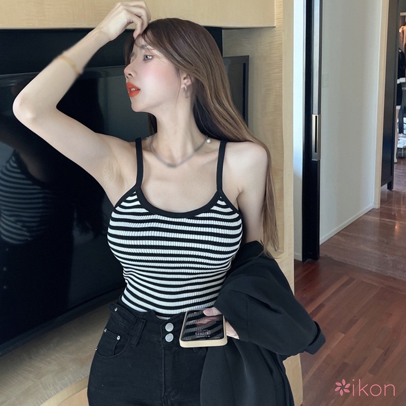 Áo Dệt Kim Sát Nách Dáng Ôm Kẻ Sọc Trẻ Trung Hợp Thời Trang Cho Bạn Gái