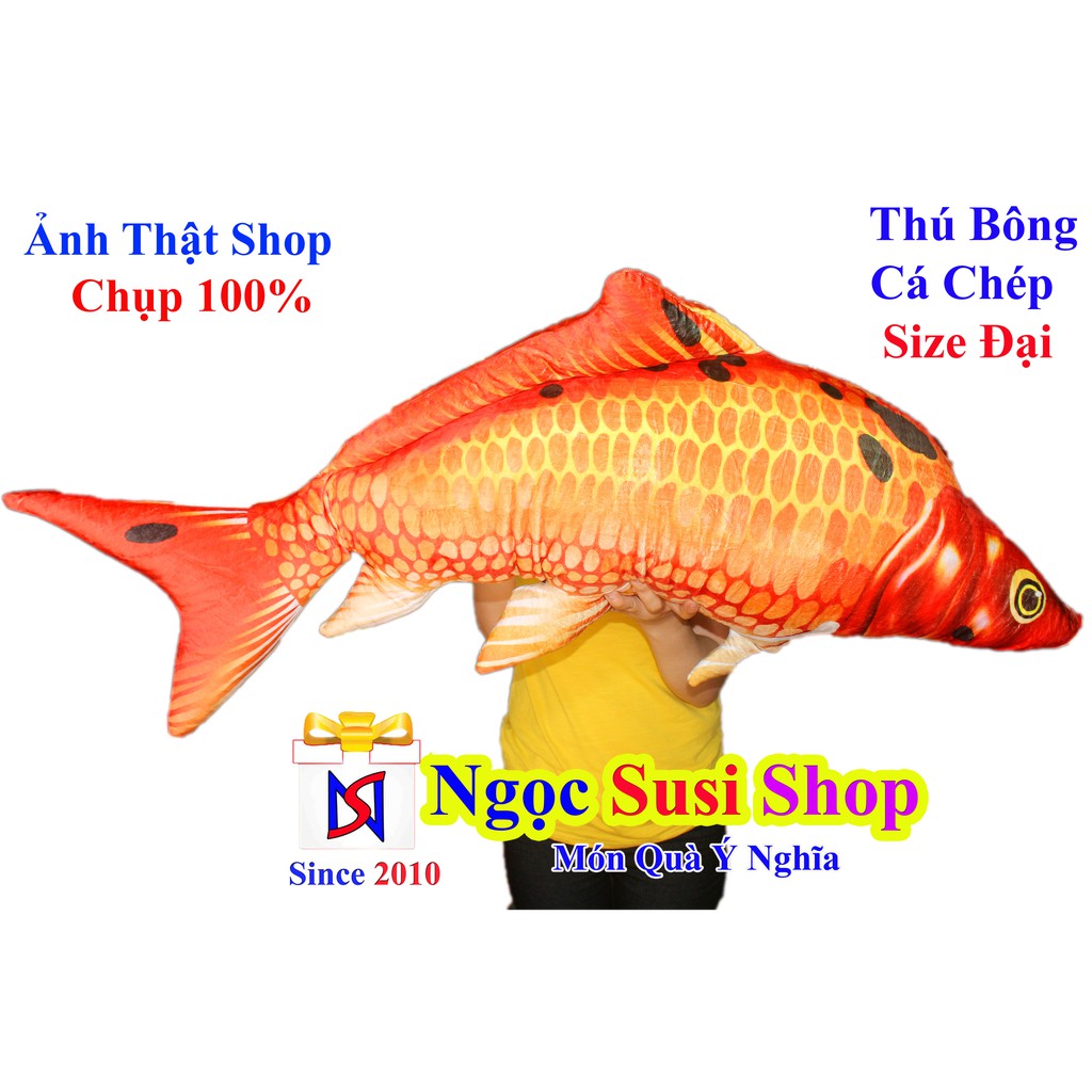 THÚ NHỒI BÔNG CON CÁ CHÉP 3D DÀI 1M2 - GẤU BÔNG HÌNH CON CÁ CHÉP