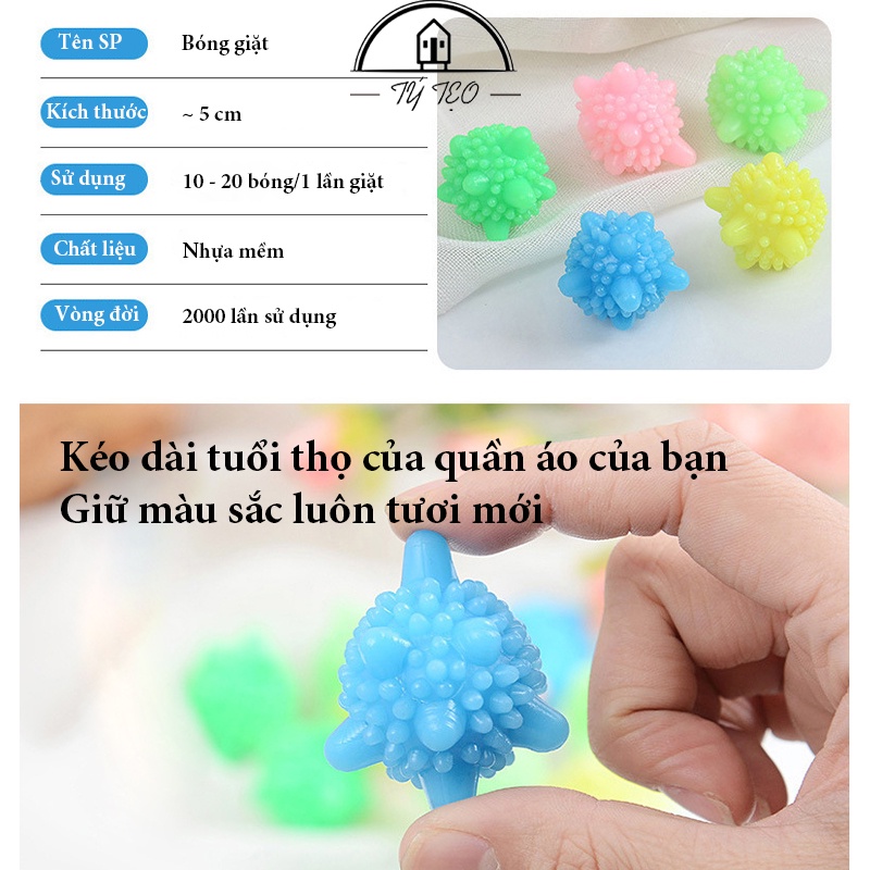 Bóng/Banh Giặt Quần Áo Cầu Gai, Nhựa Sinh Học Giặt/Giũ Đồ Thông Minh Chống Nhăn Bảo Vệ Quần Áo -BG05 - Gia Dụng Tý Tẹo