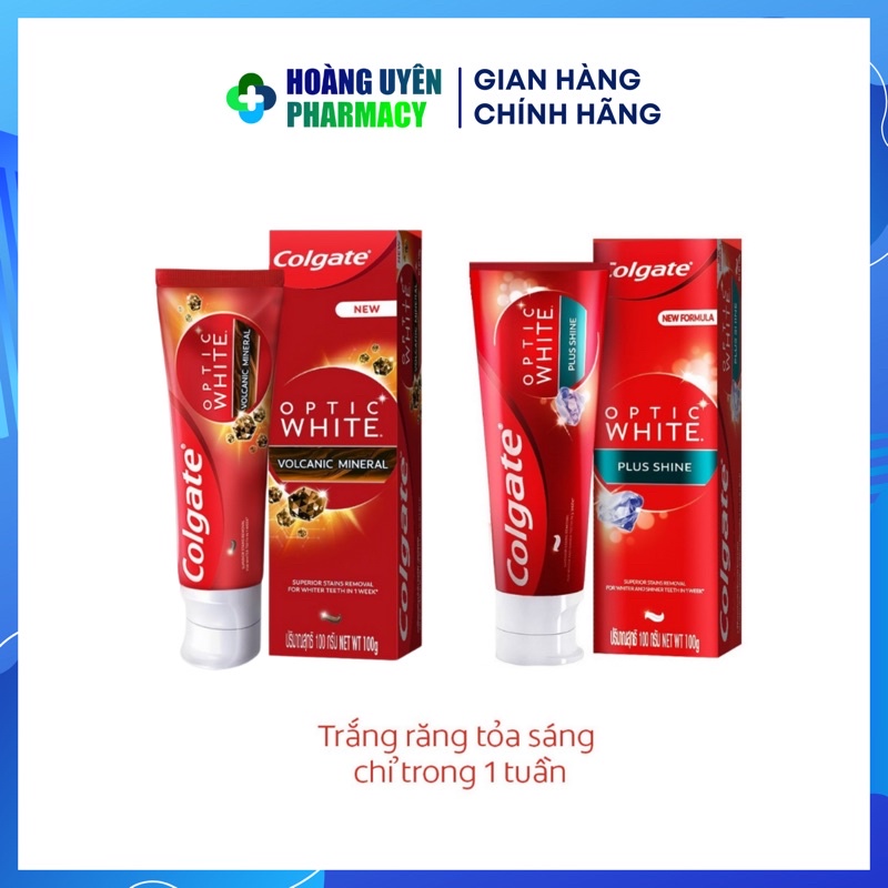 Kem đánh răng Colgate optic white 100g - plus shine/ vocanic mineral