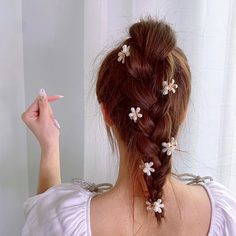 Cute Korean Style Pearl Mini Hair Clips For Women