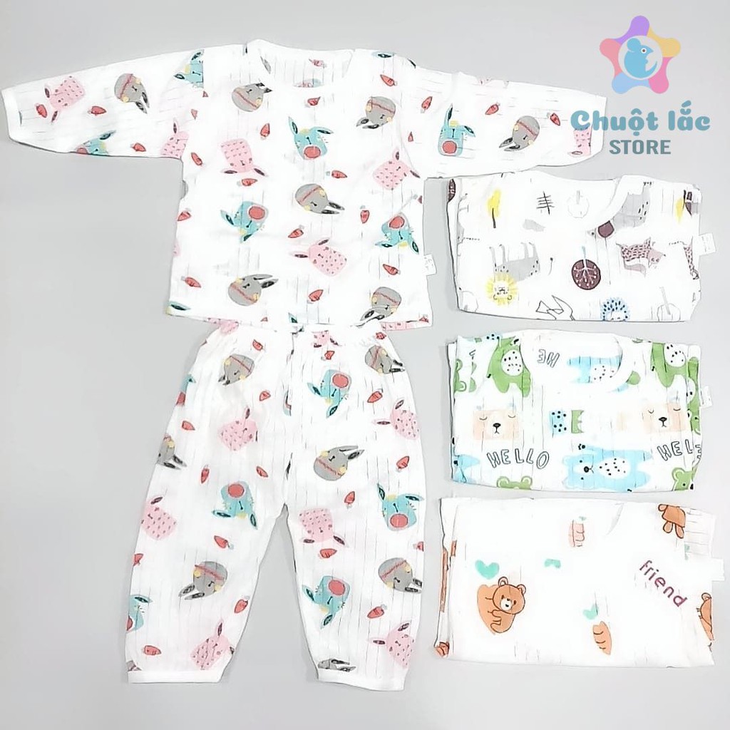 Combo 2 Bộ Quần Áo Trẻ Em Chuột Lắc Store Cotton Giấy Dài Tay Cho Bé Trai Và Gái Từ 4Kg Đến 14Kg Màu Ngẫu Nhiên