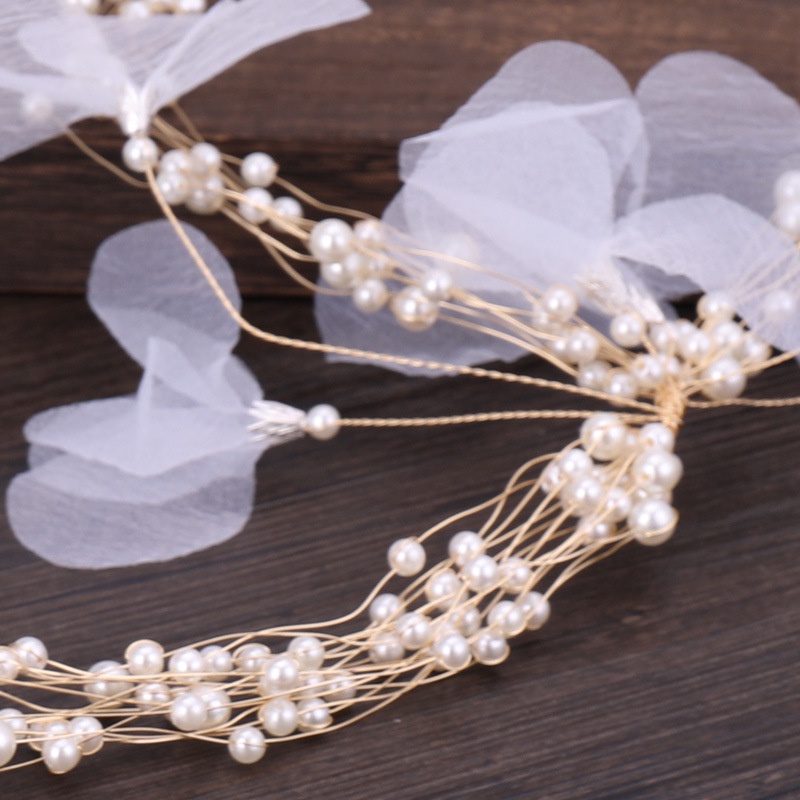 Cài tóc vòng hoa phối tua rua đính ngọc trai giả thời trang dành cho nữ