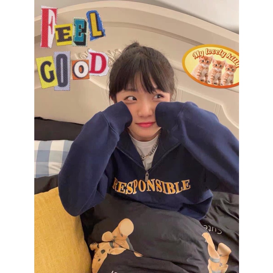 Áo Polo khoá cổ chất bo tăm, áo 𝐒𝐖𝐄𝐀𝐓𝐄𝐑 nỉ Responsible Freesize siêu hot | BigBuy360 - bigbuy360.vn