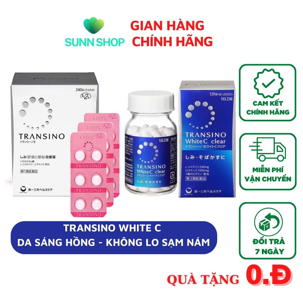 Viên Uống Trắng Da Mờ Nám Transino Nhật Bản Chính Hãng - White C Clear Giúp Sáng Da, Mờ Tàn Nhang
