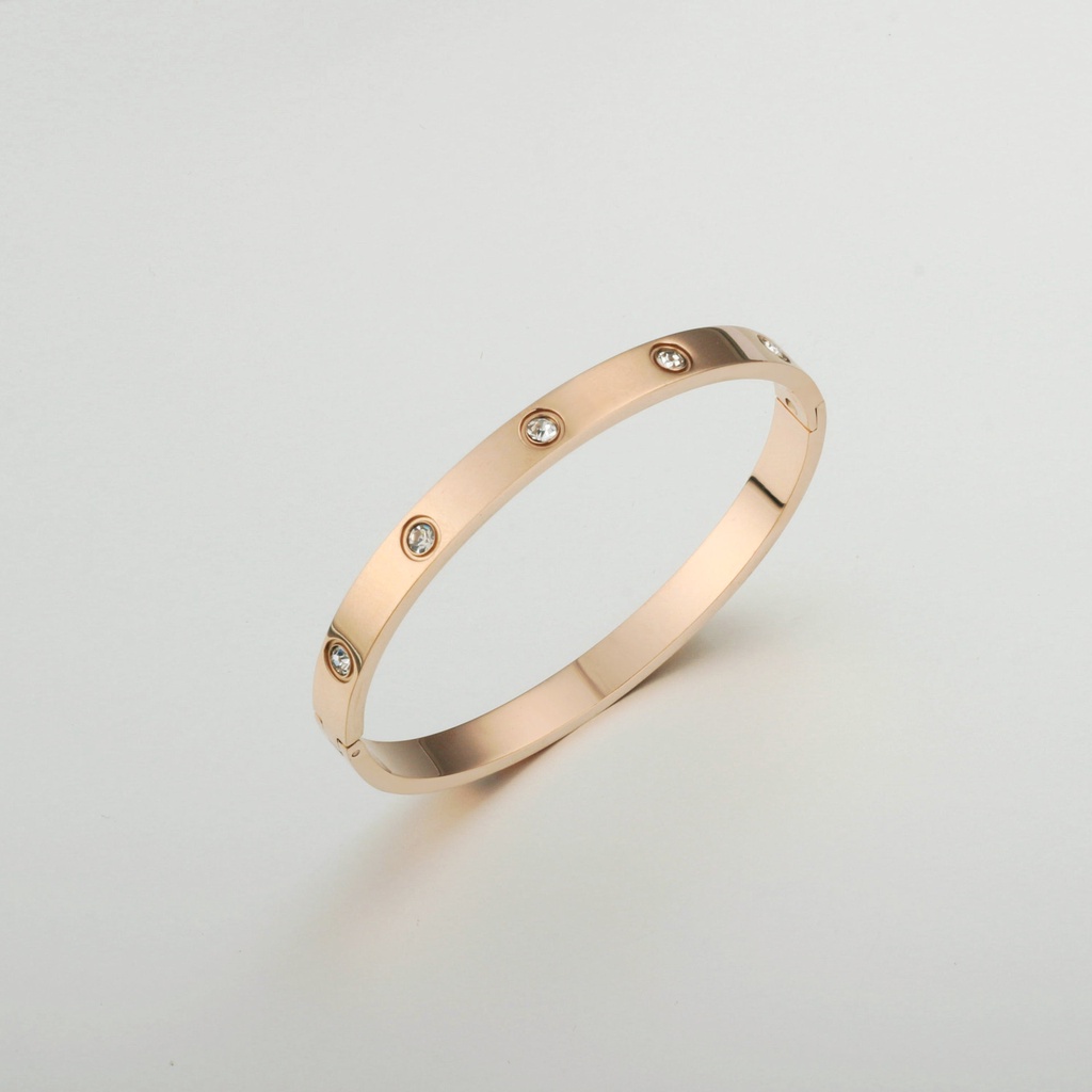 Vòng Đeo Tay Mạ Điện Màu Vàng Hồng Đính Đá Kim Cương Thời Trang