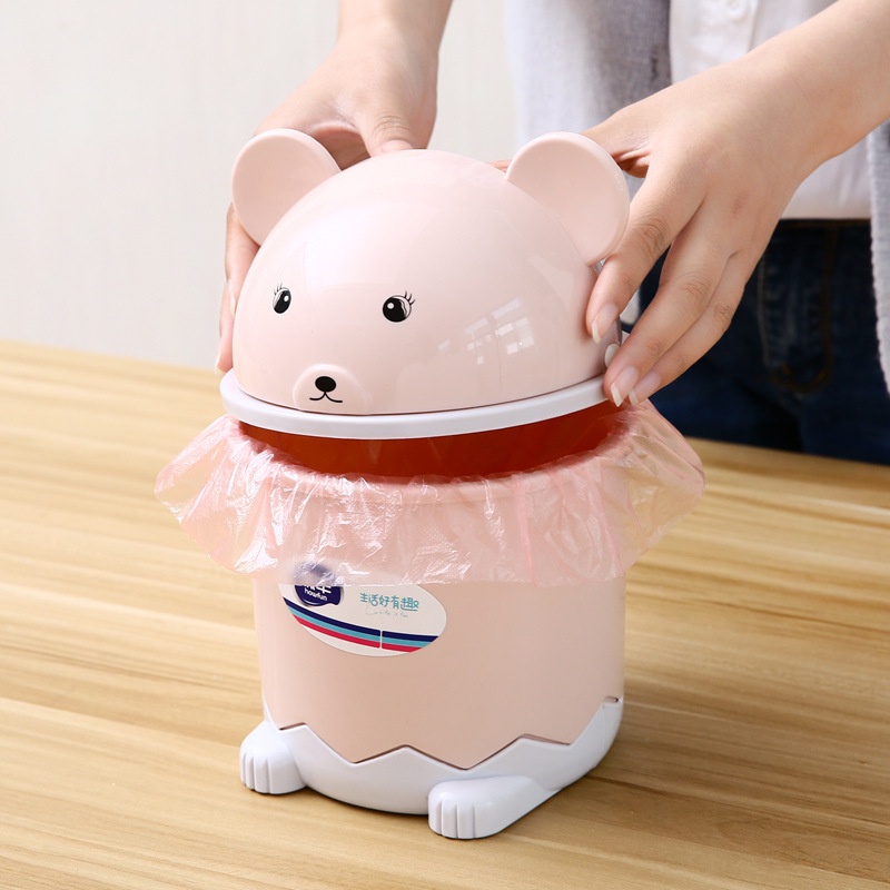 Thùng rác mini để bàn hoạt hình lật thùng rác